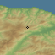 Shaded relief of the 54 km around Taourirt Ighil, drawn from the GMTED2010 grid