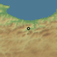 Shaded relief of the 54 km around Taskriout, drawn from the GMTED2010 grid