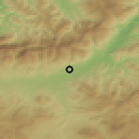 Shaded relief of the 54 km around Tazmalt, drawn from the GMTED2010 grid