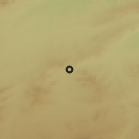 Shaded relief of the 55 km around Tenira, drawn from the GMTED2010 grid