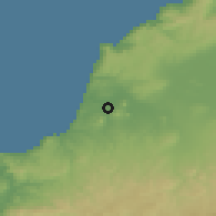 Shaded relief of the 55 km around Terga, drawn from the GMTED2010 grid