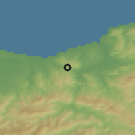 Shaded relief of the 54 km around Thenia, drawn from the GMTED2010 grid