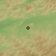 Shaded relief of the 55 km around Tiberkanine, drawn from the GMTED2010 grid