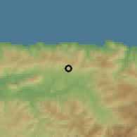 Shaded relief of the 54 km around Timizart, drawn from the GMTED2010 grid