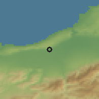 Shaded relief of the 54 km around Attatba, drawn from the GMTED2010 grid
