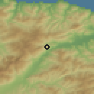 Shaded relief of the 54 km around Tinebdar, drawn from the GMTED2010 grid