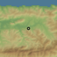Shaded relief of the 54 km around Tizi Rached, drawn from the GMTED2010 grid