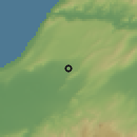 Shaded relief of the 55 km around Touahria, drawn from the GMTED2010 grid