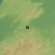 Shaded relief of the 55 km around Yellel, drawn from the GMTED2010 grid