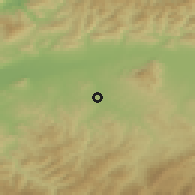 Shaded relief of the 55 km around Zeddine, drawn from the GMTED2010 grid