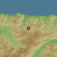 Shaded relief of the 54 km around Zekri, drawn from the GMTED2010 grid
