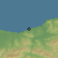 Shaded relief of the 54 km around Zemmouri, drawn from the GMTED2010 grid