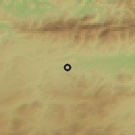 Shaded relief of the 54 km around Bechloul, drawn from the GMTED2010 grid
