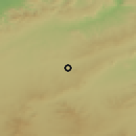 Shaded relief of the 55 km around Belarbi, drawn from the GMTED2010 grid