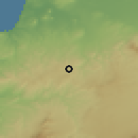 Shaded relief of the 55 km around Aghlal, drawn from the GMTED2010 grid