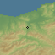 Shaded relief of the 54 km around Beni Amrane, drawn from the GMTED2010 grid