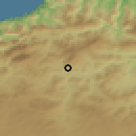 Shaded relief of the 54 km around Beni Aziz, drawn from the GMTED2010 grid