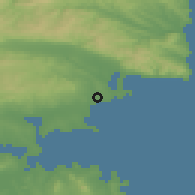 Shaded relief of the 52 km around Akheloy, drawn from the GMTED2010 grid
