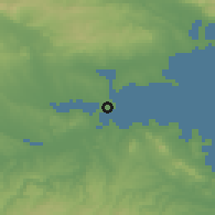 Shaded relief of the 52 km around Burgas, drawn from the GMTED2010 grid