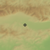 Shaded relief of the 52 km around Buzovgrad, drawn from the GMTED2010 grid