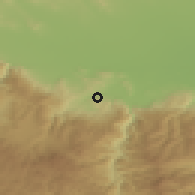 Shaded relief of the 53 km around Byaga, drawn from the GMTED2010 grid