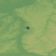 Shaded relief of the 52 km around Byala, drawn from the GMTED2010 grid