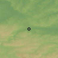 Shaded relief of the 52 km around Byala Cherkva, drawn from the GMTED2010 grid