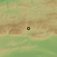 Shaded relief of the 52 km around Byala Palanka, drawn from the GMTED2010 grid