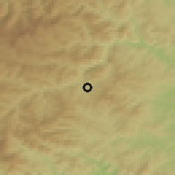 Shaded relief of the 53 km around Byal Izvor, drawn from the GMTED2010 grid