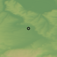 Shaded relief of the 52 km around Bylgarene, drawn from the GMTED2010 grid