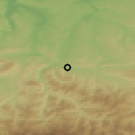Shaded relief of the 52 km around Bylgarski Izvor, drawn from the GMTED2010 grid