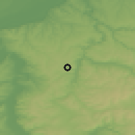Shaded relief of the 52 km around Byzovets, drawn from the GMTED2010 grid