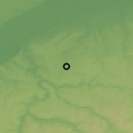 Shaded relief of the 52 km around Byzyn, drawn from the GMTED2010 grid