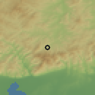 Shaded relief of the 53 km around Chakalarovo, drawn from the GMTED2010 grid