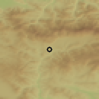 Shaded relief of the 52 km around Chavdar, drawn from the GMTED2010 grid