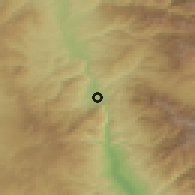 Shaded relief of the 53 km around Cherniche, drawn from the GMTED2010 grid
