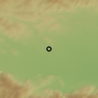 Shaded relief of the 53 km around Chernogorovo, drawn from the GMTED2010 grid