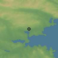 Shaded relief of the 52 km around Cherno More, drawn from the GMTED2010 grid