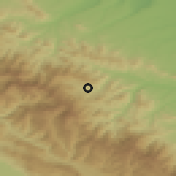 Shaded relief of the 52 km around Chiprovtsi, drawn from the GMTED2010 grid