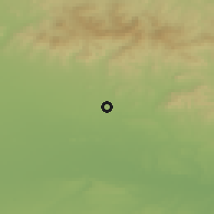 Shaded relief of the 52 km around Choba, drawn from the GMTED2010 grid