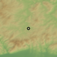 Shaded relief of the 53 km around Chorbadzhiysko, drawn from the GMTED2010 grid
