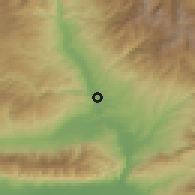 Shaded relief of the 53 km around Damyanitsa, drawn from the GMTED2010 grid