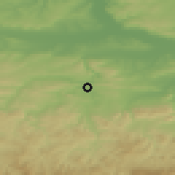 Shaded relief of the 52 km around Debelets, drawn from the GMTED2010 grid