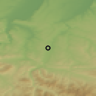Shaded relief of the 52 km around Dermantsi, drawn from the GMTED2010 grid