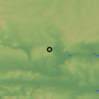 Shaded relief of the 52 km around Devnya, drawn from the GMTED2010 grid
