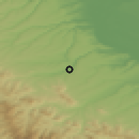 Shaded relief of the 52 km around Dimovo, drawn from the GMTED2010 grid