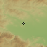 Shaded relief of the 53 km around Dinkata, drawn from the GMTED2010 grid