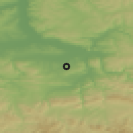 Shaded relief of the 52 km around Dobri Dyal, drawn from the GMTED2010 grid