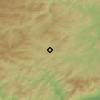 Shaded relief of the 53 km around Dolen, drawn from the GMTED2010 grid