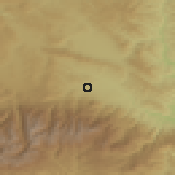 Shaded relief of the 52 km around Dolna Banya, drawn from the GMTED2010 grid